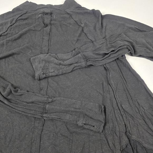 We The Free Shirt Womens Small Black Long Sleeve Raw Hem Boho Draped Free People - Picture 12 of 13